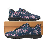 Pink sakura cherry blossom blue background Women's Sneaker Shoes