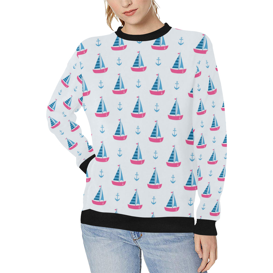 Sailboat anchor pattern Women's Crew Neck Sweatshirt