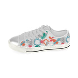 Watercolor bowling pattern Women's Low Top Canvas Shoes White