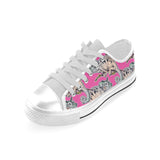 Chameleon lizard pattern pink background Men's Low Top Shoes White