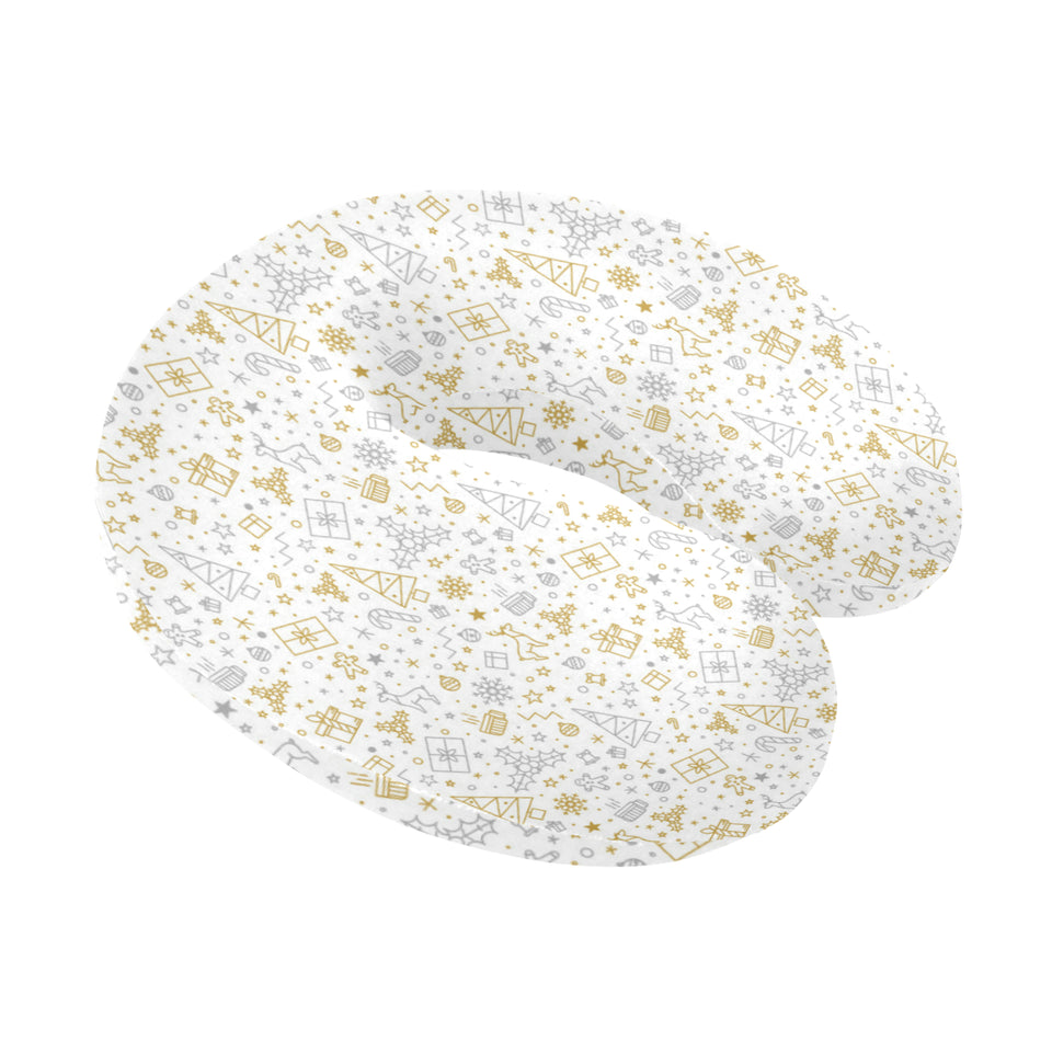 Christmas tree Christmas element Silver gold patte U-Shaped Travel Neck Pillow