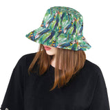 Colorful parrot exotic flower leaves Unisex Bucket Hat