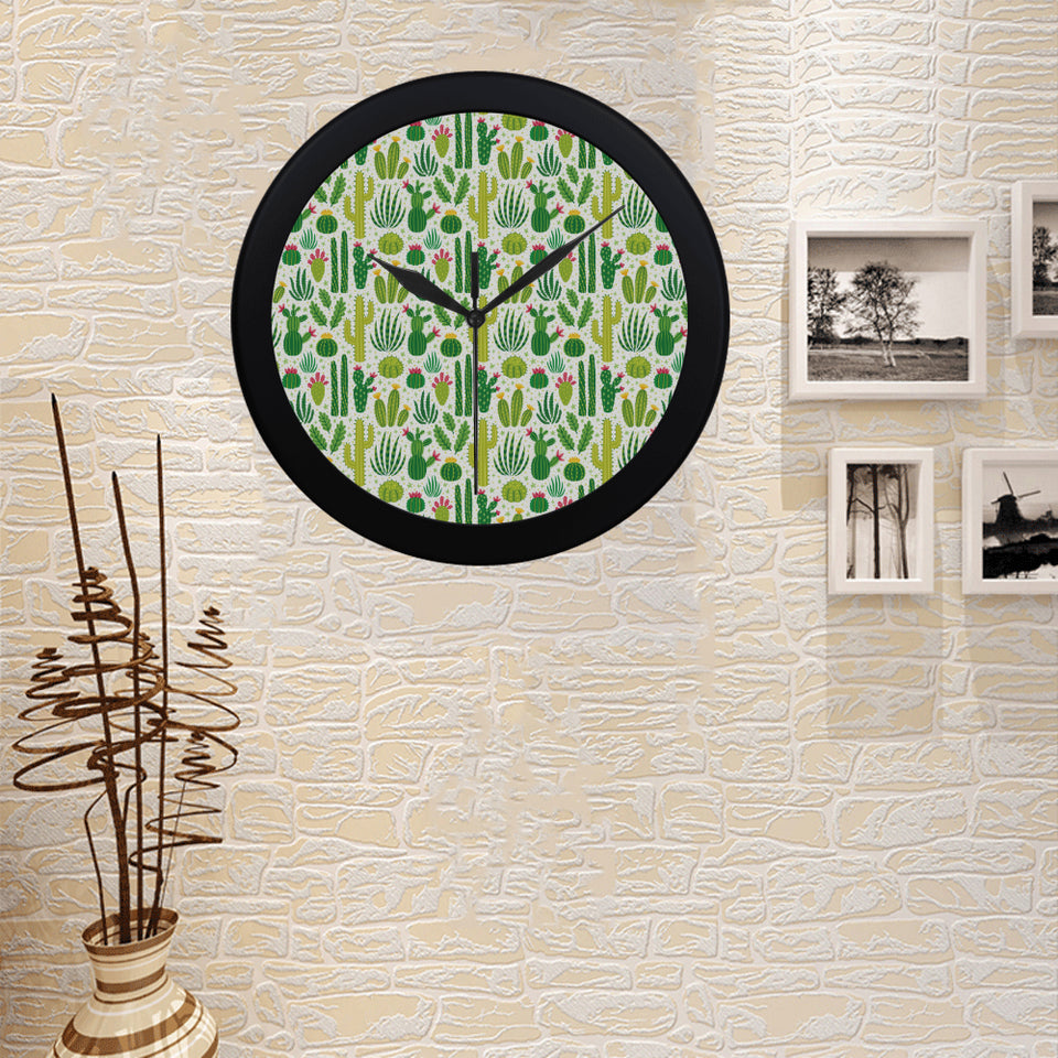 Cactus pattern copy Elegant Black Wall Clock