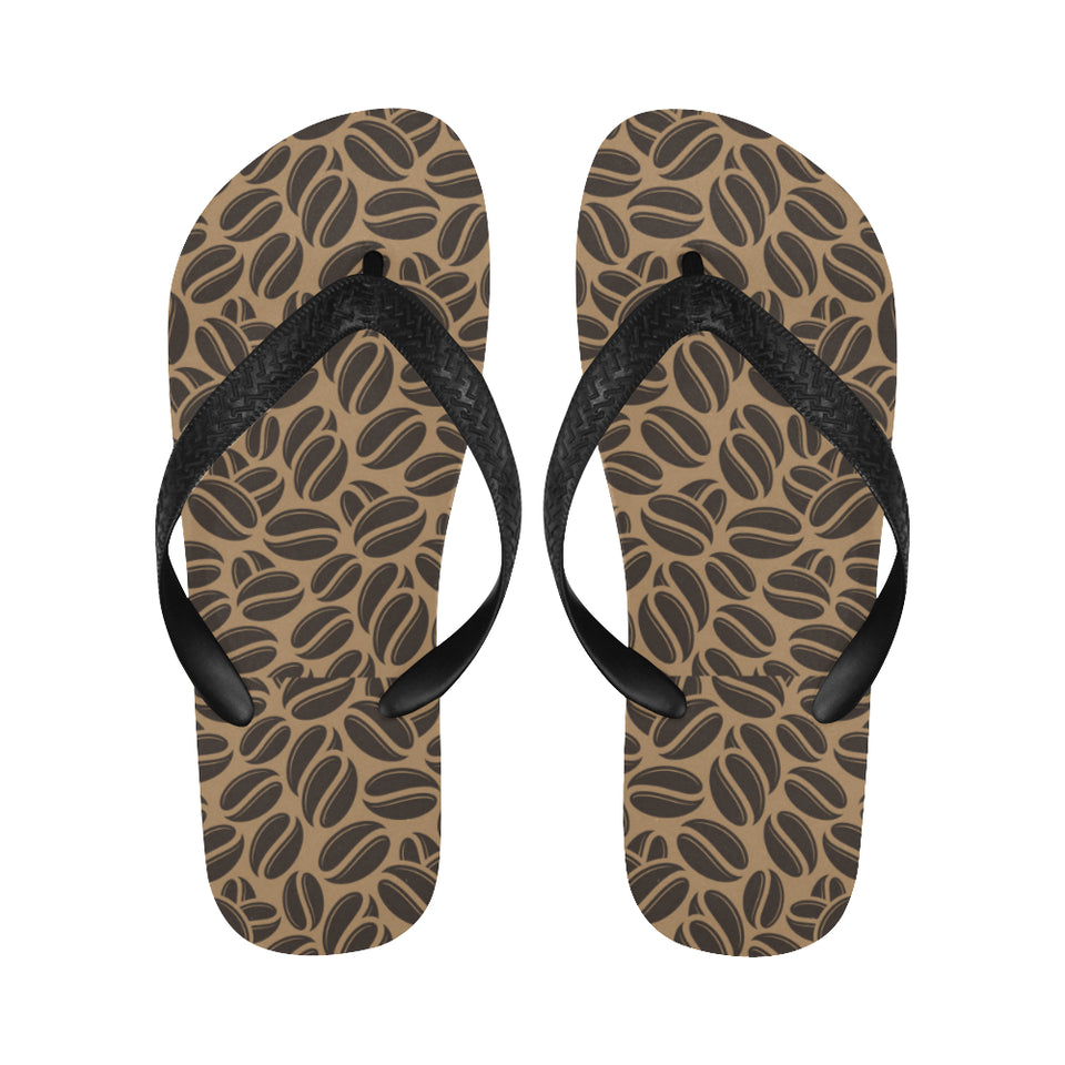 Coffee bean on brown background Unisex Flip Flops