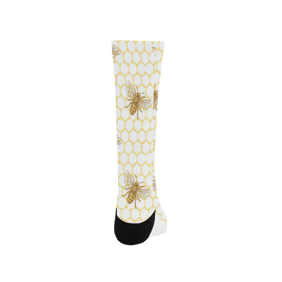 Bee honeycomb seamless design pattern Crew Socks