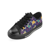 Colorful sea turtle pattern Men's Low Top Canvas Shoes Black