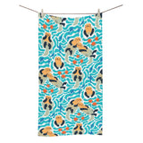 Cute sea otters fishe sea urchin pattern Bath Towel