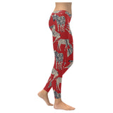 Zebra abstract red background Women's Legging Fulfilled In US