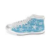 Starfish blue blackground Women's High Top Canvas Shoes White