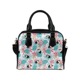 Toucan tropical flower leave pattern Shoulder Handbag