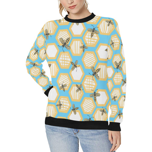 Bee honeycomb pattern Women's Crew Neck Sweatshirt