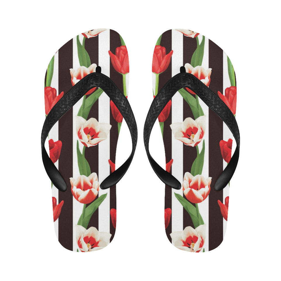 red and white tulips pattern Unisex Flip Flops