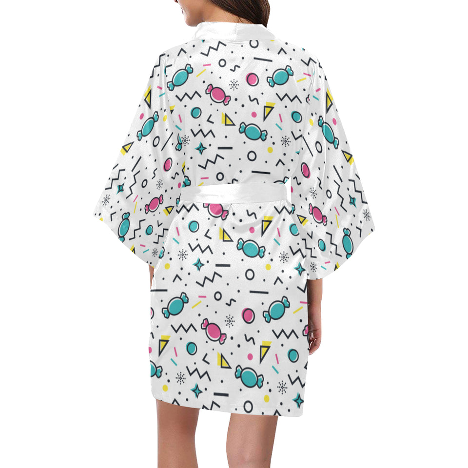 Candy design pattern Women's Short Kimono Robe