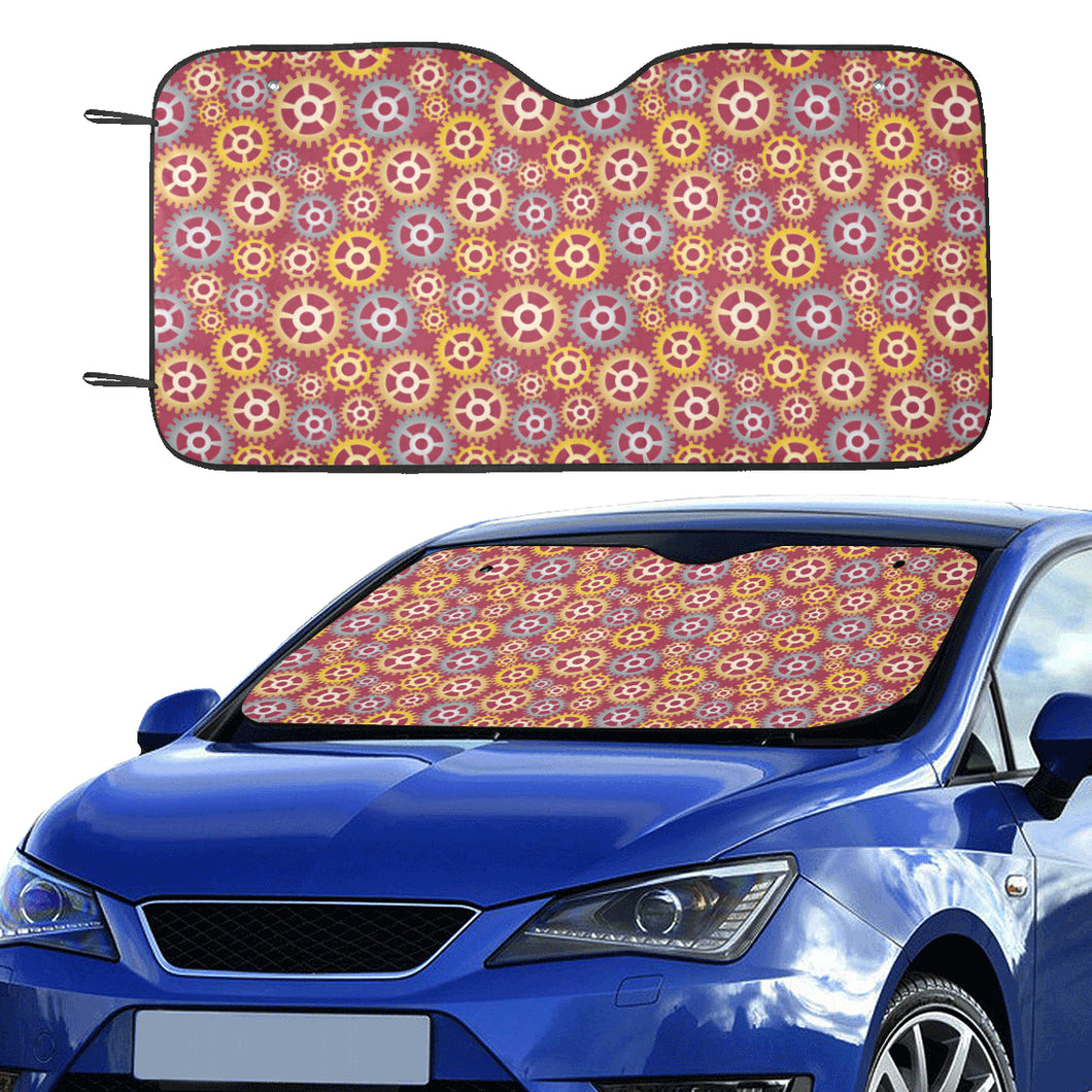 Gear Pattern Print Design 04 Car Sun Shade