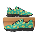 Pineapples pattern green background Women's Sneaker Shoes