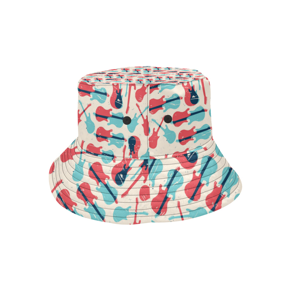 Red Blue guitar pattern Unisex Bucket Hat