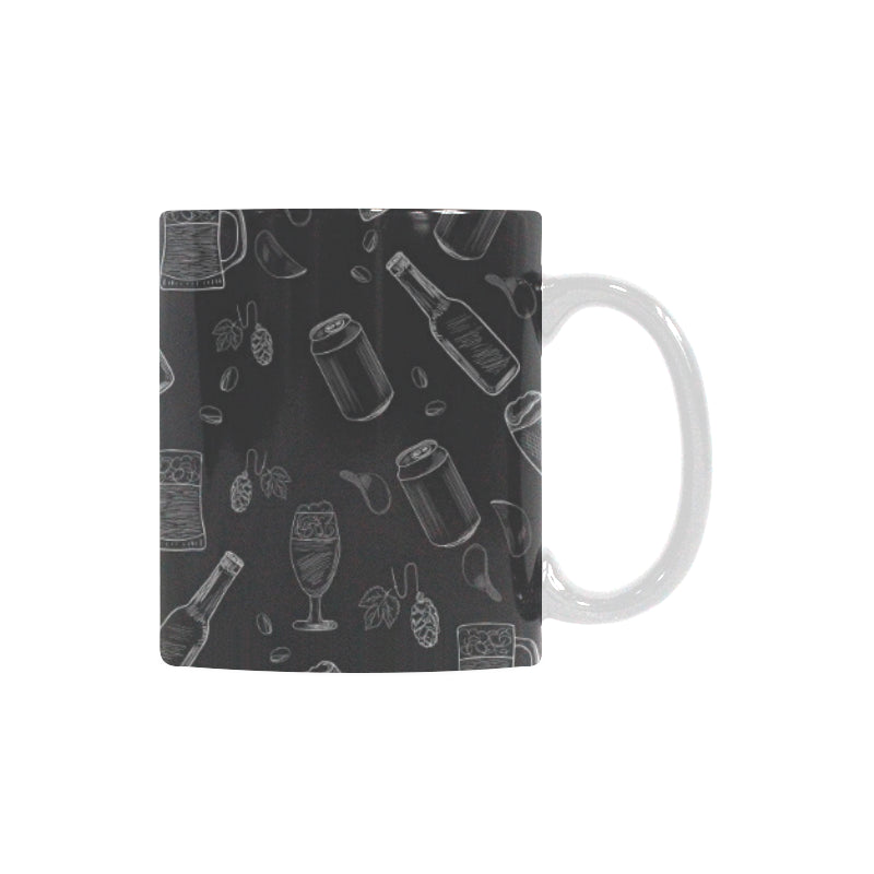 Beer hand drawn pattern Classical White Mug (Fulfilled In US)