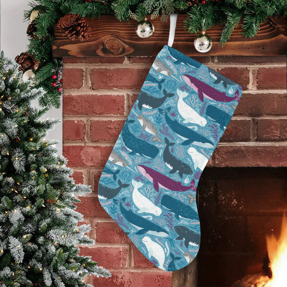 Whale design pattern Christmas Stocking