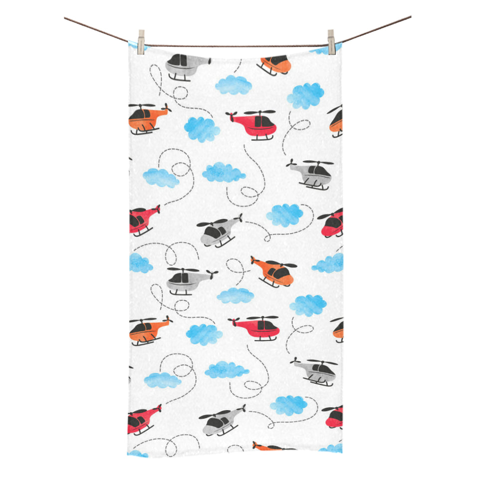 Watercolor helicopter cloud pattern Bath Towel