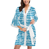 Starfish blue blackground Women's Short Kimono Robe