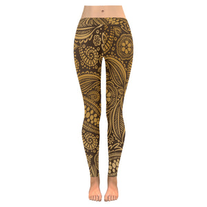 cacao beans tribal polynesian pattern background Women's Legging Fulfilled In US