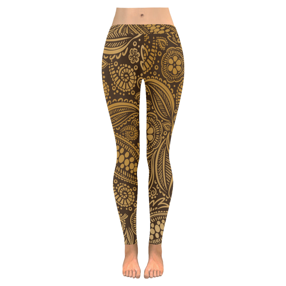 cacao beans tribal polynesian pattern background Women's Legging Fulfilled In US