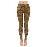 cacao beans tribal polynesian pattern background Women's Legging Fulfilled In US
