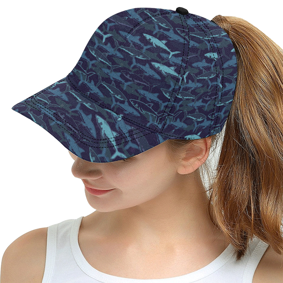 Shark pattern All Over Print Snapback Cap