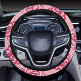 Rose Pattern Print Design 02 Car Steering Wheel Cover