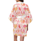 Hand drawn heart design pattern Women's Short Kimono Robe