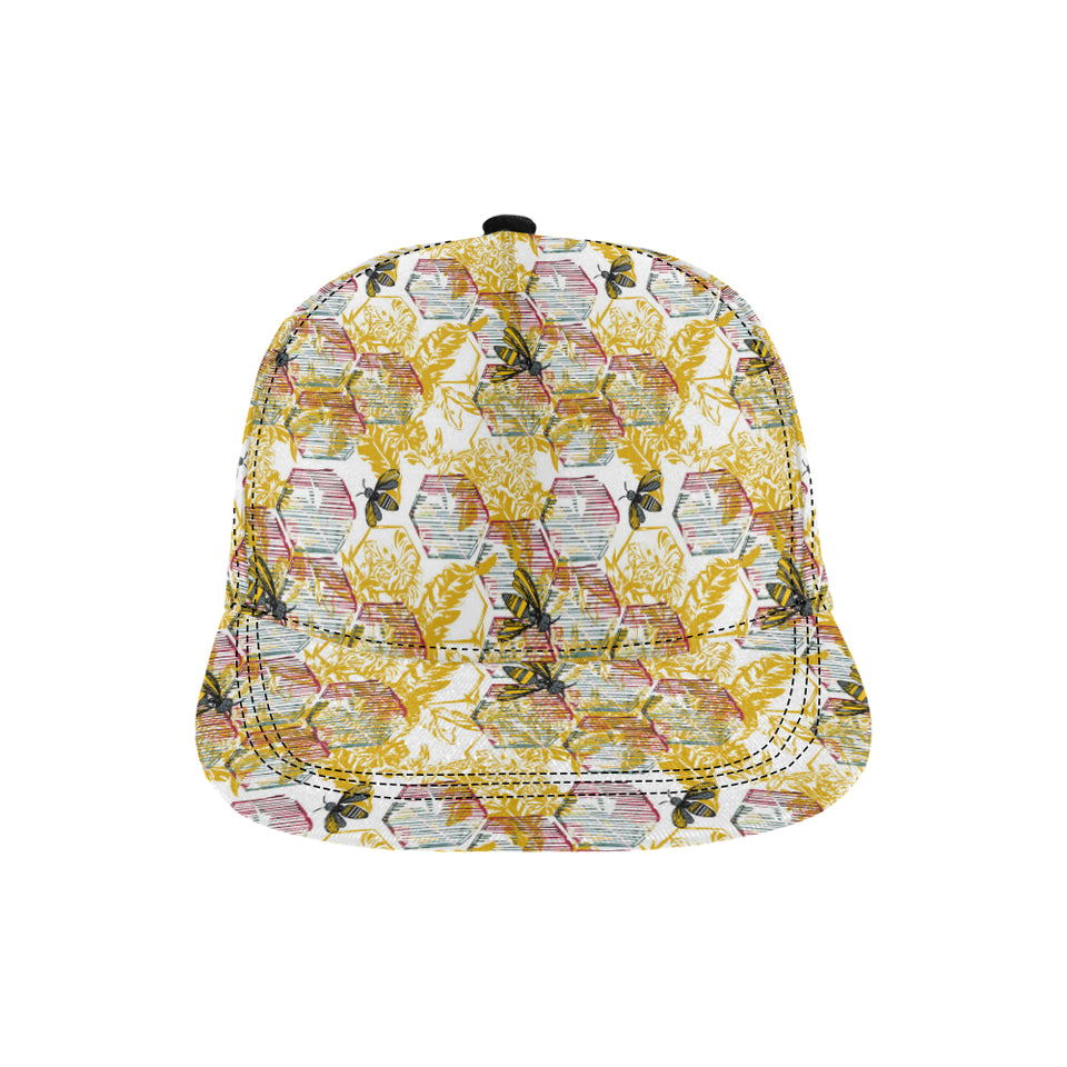 Cool Bee honeycomb leaves pattern All Over Print Snapback Cap