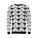 Black whale pattern Women's Crew Neck Sweatshirt