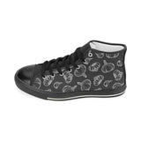 Garlic pattern black background Women's High Top Canvas Shoes Black