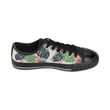 heliconia flowers, palm and monstera leaves Men's Low Top Canvas Shoes Black
