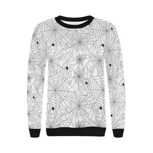 Spider web cobweb pattern white background Women's Crew Neck Sweatshirt