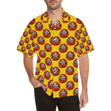 Daruma japanese wooden doll yellow background Men's All Over Print Hawaiian Shirt
