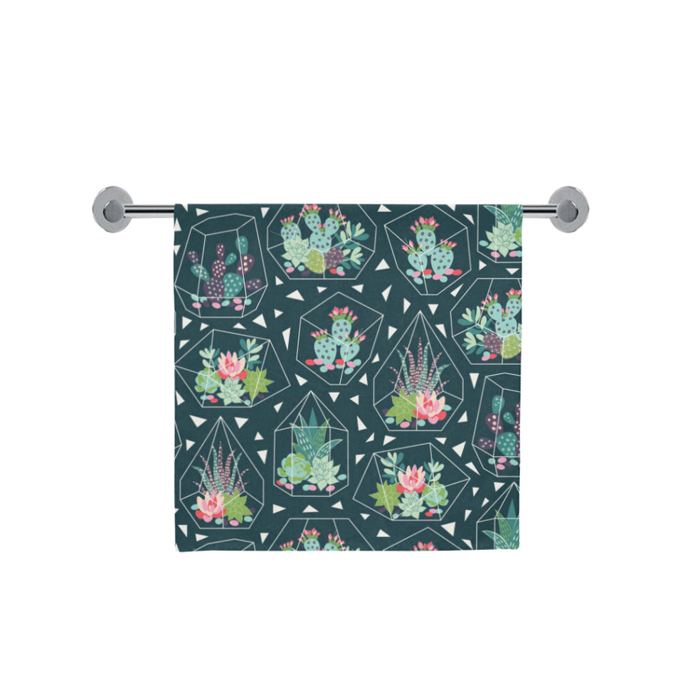 Cactus glass terrarium pattern Bath Towel