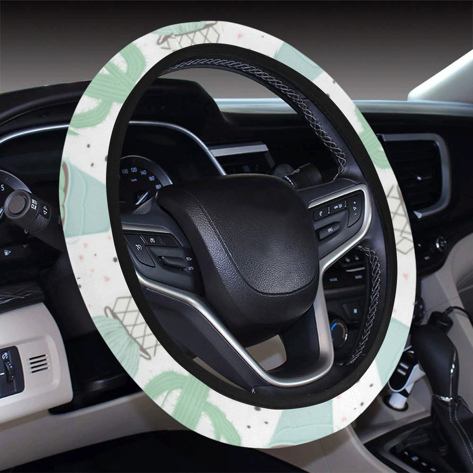 Pastel color cactus pattern Car Steering Wheel Cover