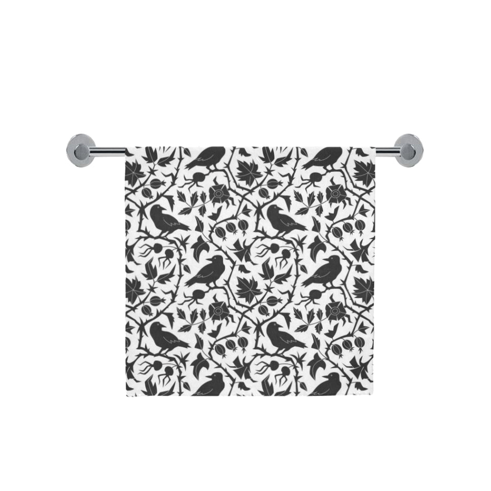 Crow dark floral pattern Bath Towel