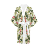 heliconia pattern Women's Short Kimono Robe