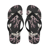 Japanese crane pink sakura pattern Unisex Flip Flops