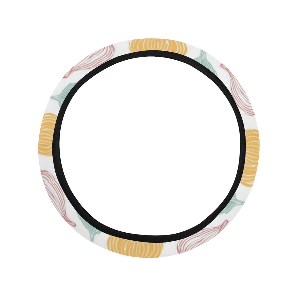 colorful onions white background Car Steering Wheel Cover