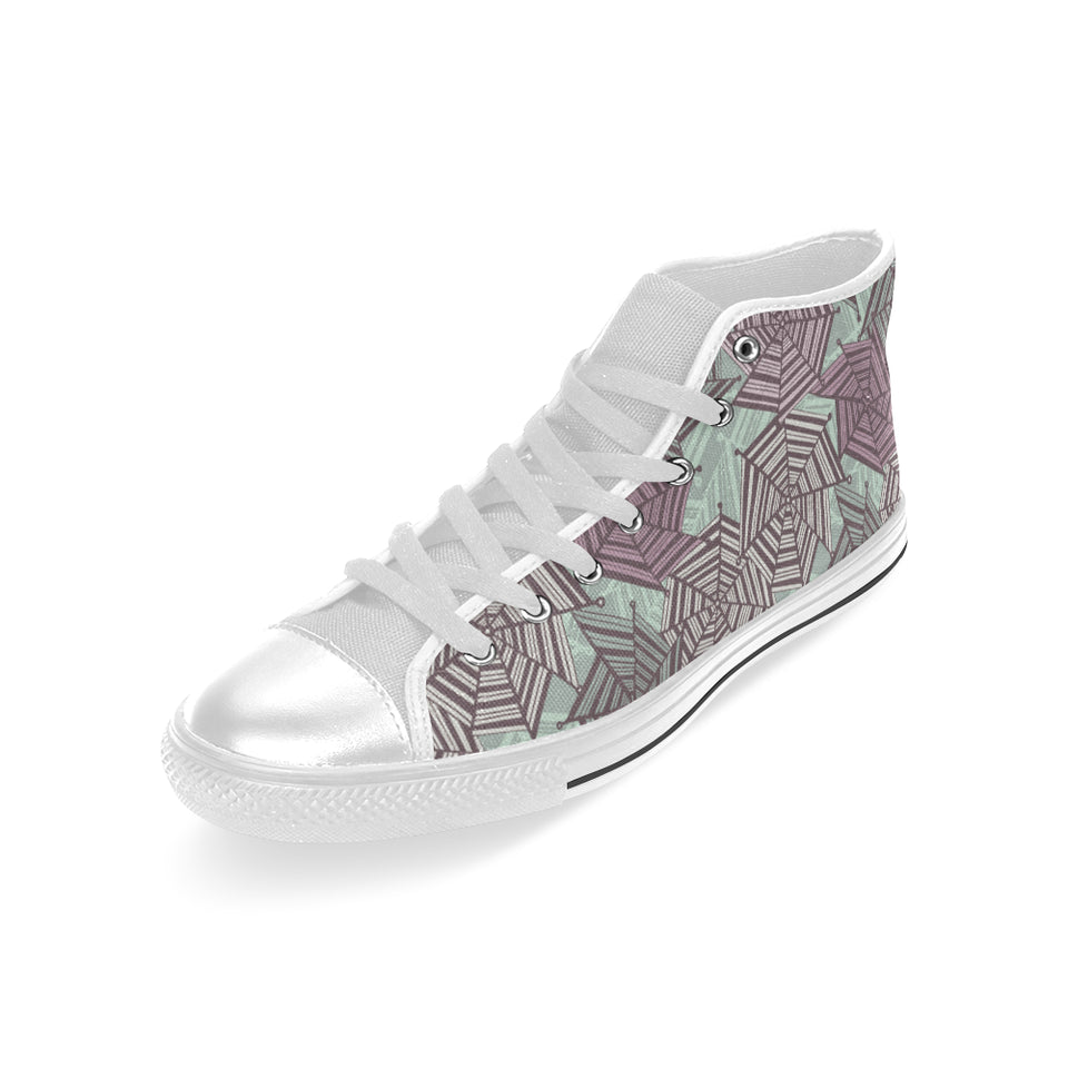 Spider web cobweb design color pattern Men's High Top Canvas Shoes White