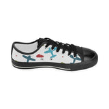 Airplane star cloud colorful Kids' Boys' Girls' Low Top Canvas Shoes Black