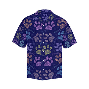 Dog Paws Pattern Print Design 02 Men's All Over Print Hawaiian Shirt (Model T58)