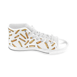 French fries potato pattern Men's High Top Canvas Shoes White