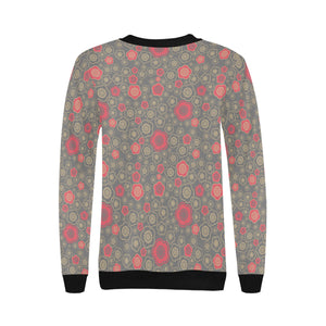 Red gold Sakura cherry blossom gray background Women's Crew Neck Sweatshirt