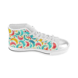 Colorful moon pattern Women's High Top Canvas Shoes White