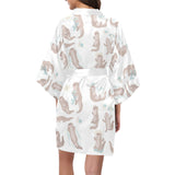 Cute sea otters pattern Women's Short Kimono Robe
