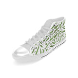 Hand drawn sketch style green Chili peppers patter Men's High Top Canvas Shoes White